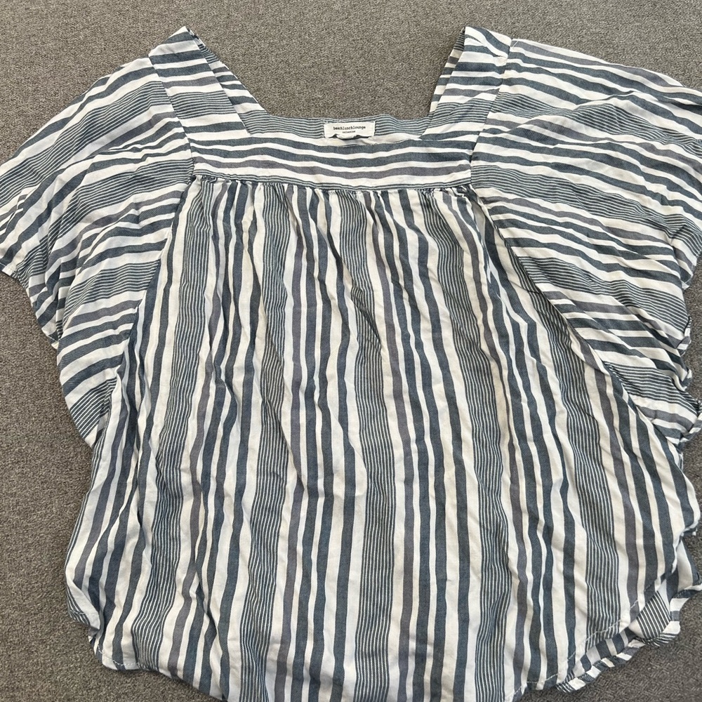 Square Neck Blue Stripped Top